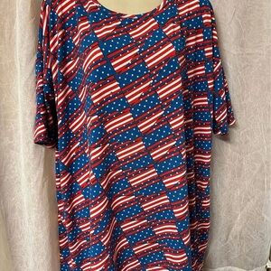 LuLaRoe Women's Top - Red, White, and Blue Flag Pattern